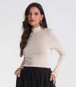 Blusa Manga Longa Vico Tricot Básica Endless Bege GG