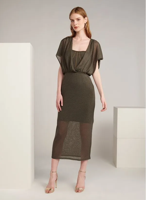 Vestido Le Lis Gaia Manga Curta Tricot Feminina GG