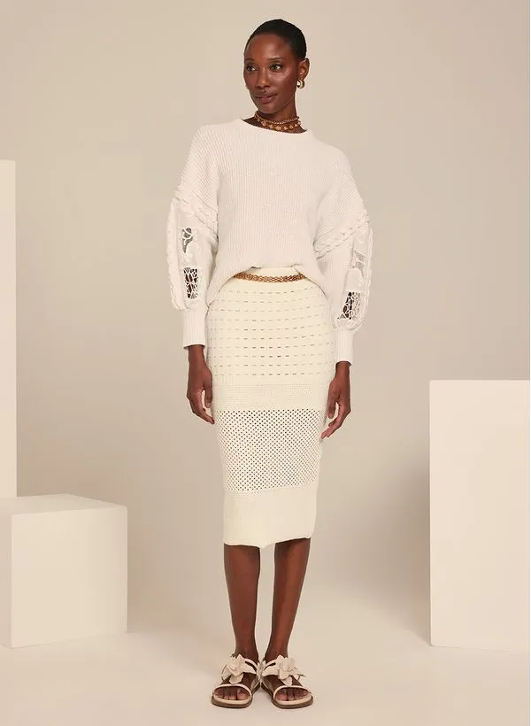 Saia Le Lis Babi Tricot Midi Feminina P