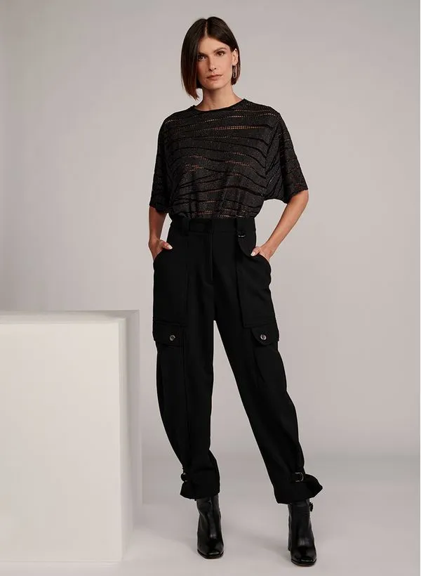 Blusa Le Lis Nini Zebra Preto Feminina G