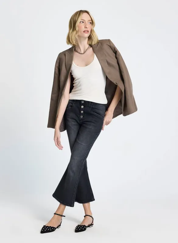 Calça Le Lis Paula Bootcut Dark Jeans Feminina 44