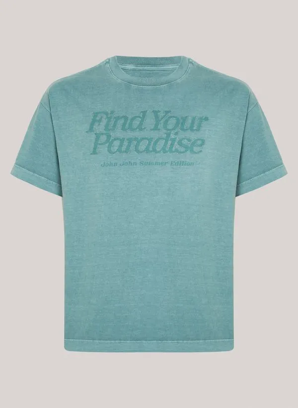 Camiseta Reta Washed Bright Verde John John Feminina GG