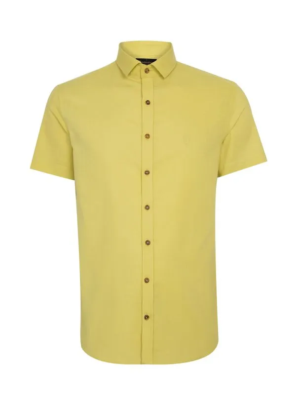 Camisa Slim Fit Color Slub Masculina Individual 3