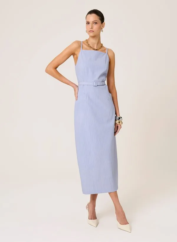 Vestido Alfaiataria Risca de Giz Elsa Dudalina Feminina 44
