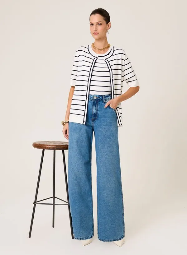 Calça Jeans Wide Leg Melissa Dudalina Feminina 36