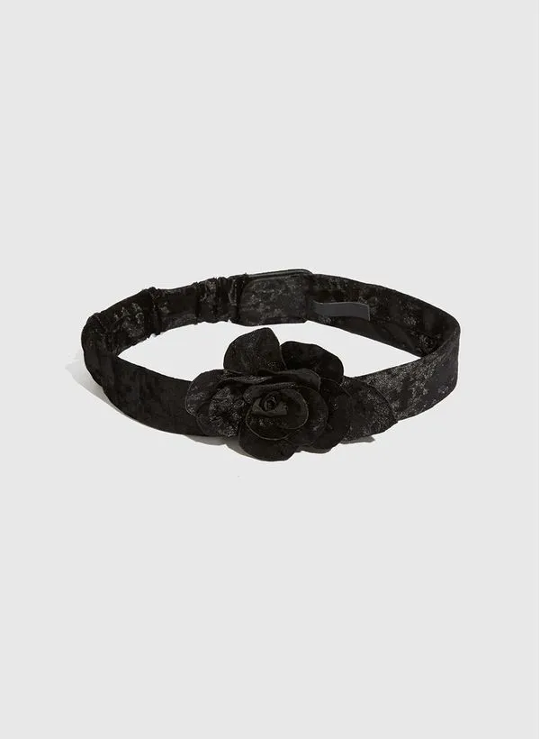 Cinto Velvet Flower Preto Bo.Bô Feminino M