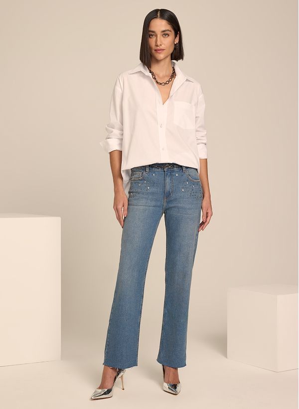 Calça Le Lis Renata Hotfix Jeans Feminina 46