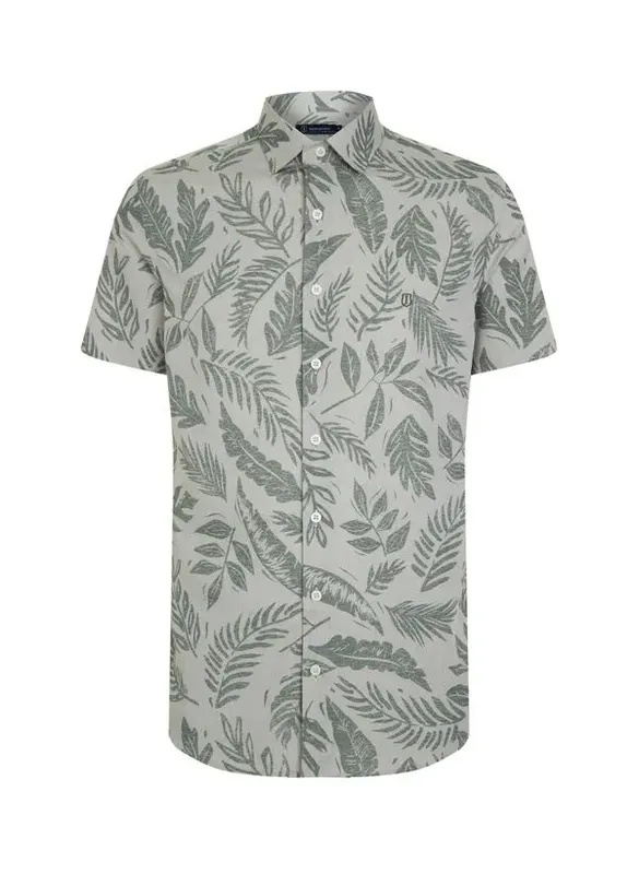 Camisa Slim Fit Estampada Algodão Masculina Individual 1