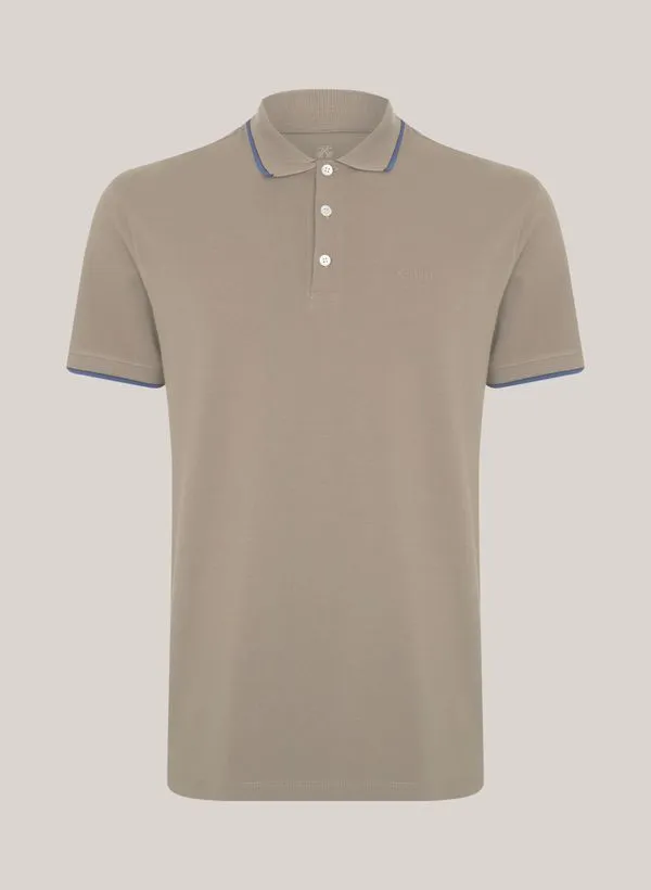 Polo Regular Fit 2 Lines Bege Médio John John Masculina G