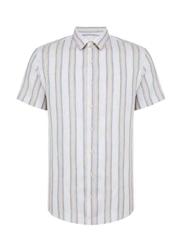 Camisa Slim Linho Fio Tinto Masculina Individual 3