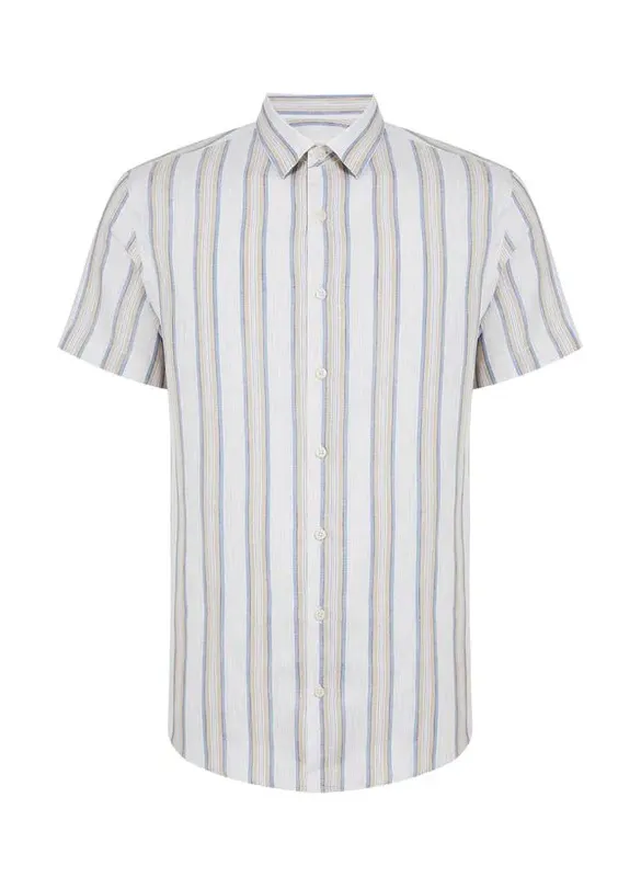 Camisa Slim Linho Fio Tinto Masculina Individual 3