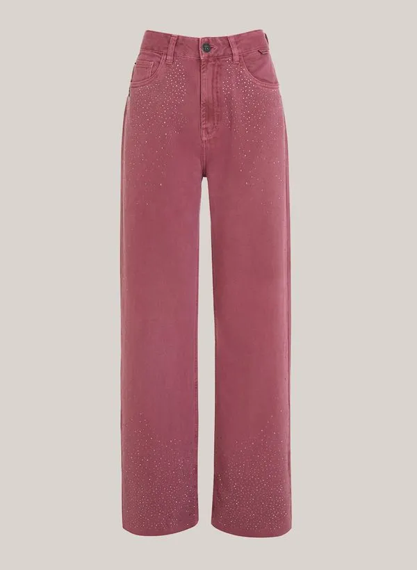 Calça Wide Leg Hot Fix John John Feminina 34