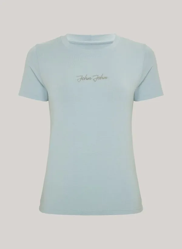 Blusa Baby Look Visco Touch Azul John John Feminina M