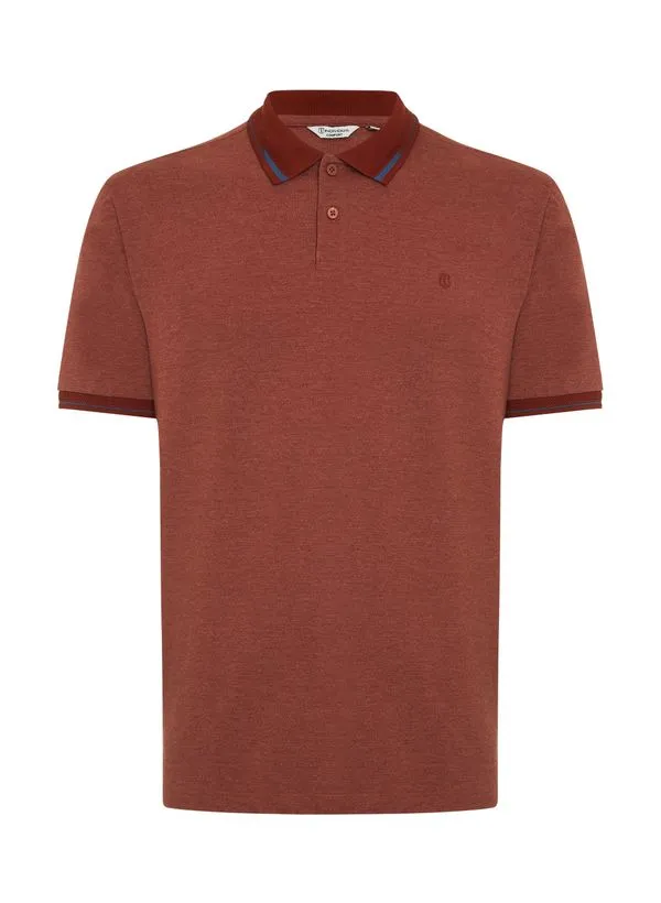 Polo Comfort Fit Piquet Gola Jacquard Masculina Individual GG