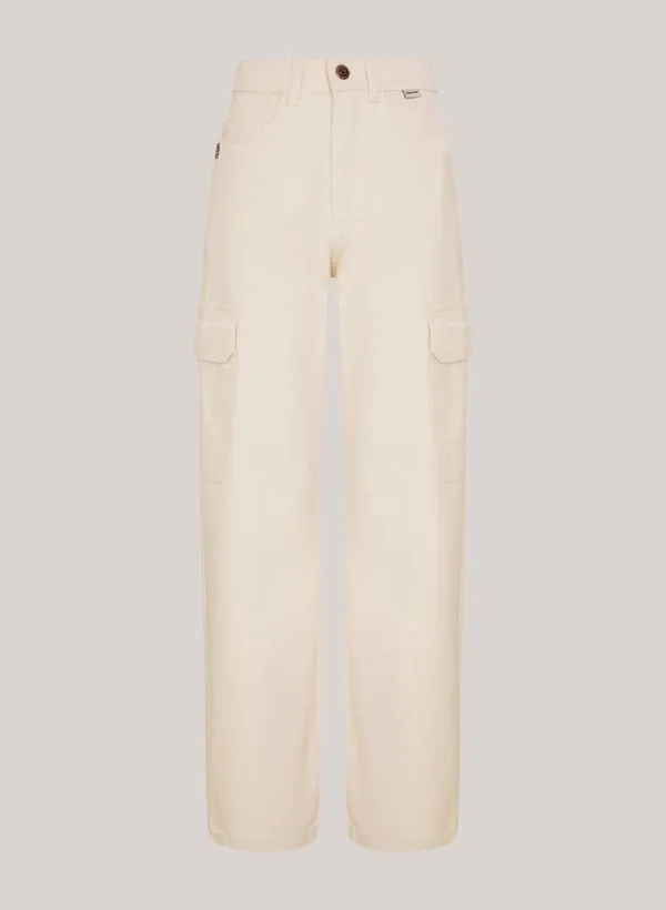 Calça Relaxed Fit Cargo Ivory John John Feminina 48