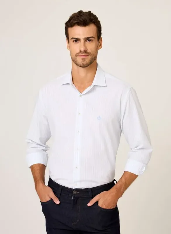 Camisa Comfort Fit Listrado Dudalina Masculina 10