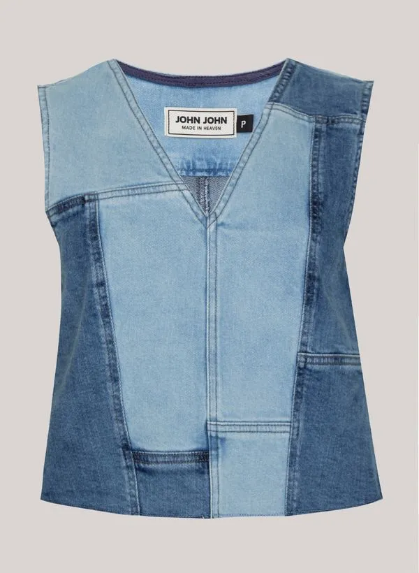 Blusa Jeans Cropped Mixed Blue Denim John John Feminina G