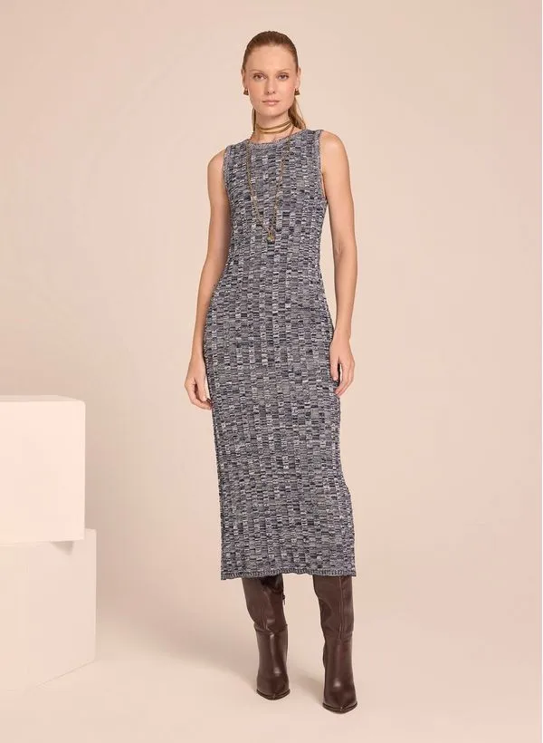 Vestido Le Lis Renata Tricot Longo Feminino GG