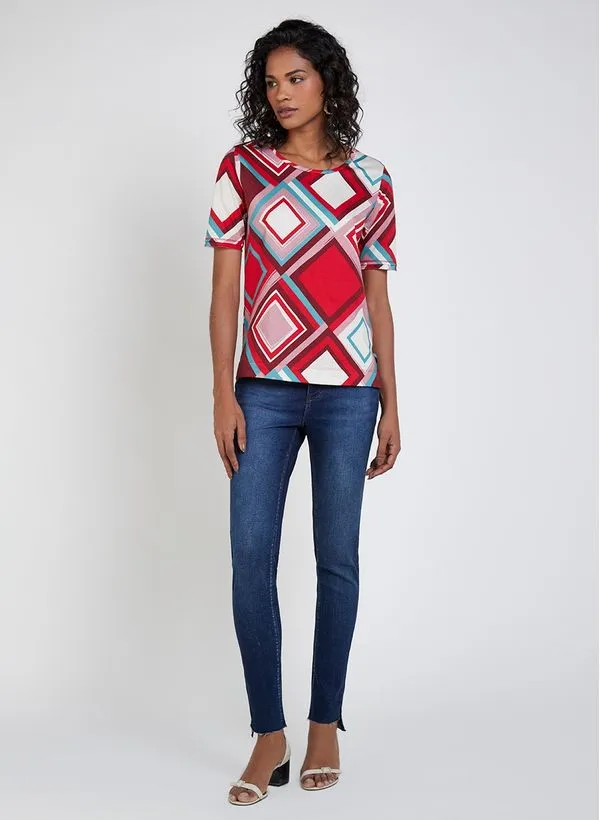 Blusa Estampa Geometrics Dudalina Feminina PP