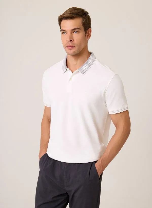 Polo Piquet Gola Jacquard Dudalina Masculina GG