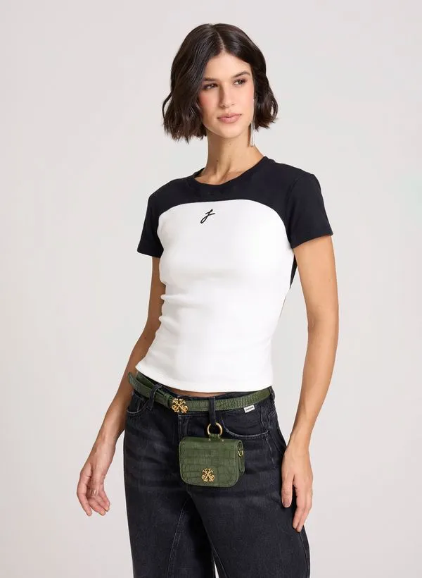 Blusa Babylook Bicolor John John Feminina M
