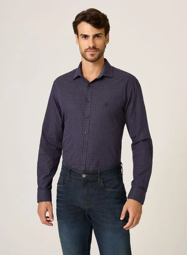 Camisa Comfort Fit Tricoline Xadrez Dudalina Masculina 8