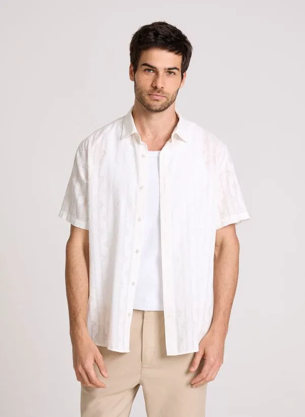 Camisa Relaxed Fit Graphic White John John Masculina G