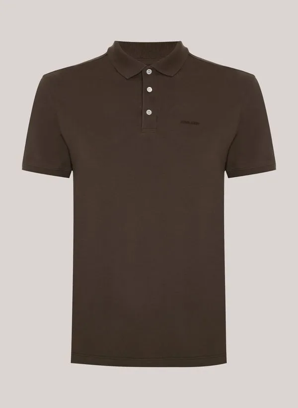 Polo Slim Fit New Simple Basic Marrom John John Masculina M