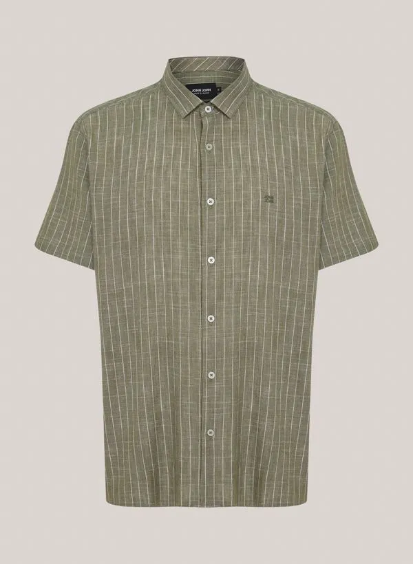 Camisa Relaxed Fit Stripes Green John John Masculina G