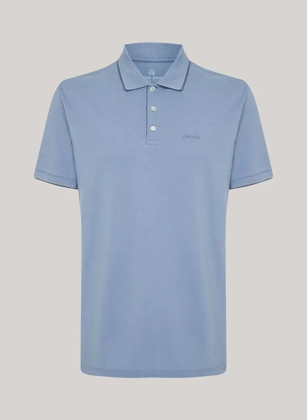 Polo Regular Fit 2 Lines Azul Claro John John Masculina M