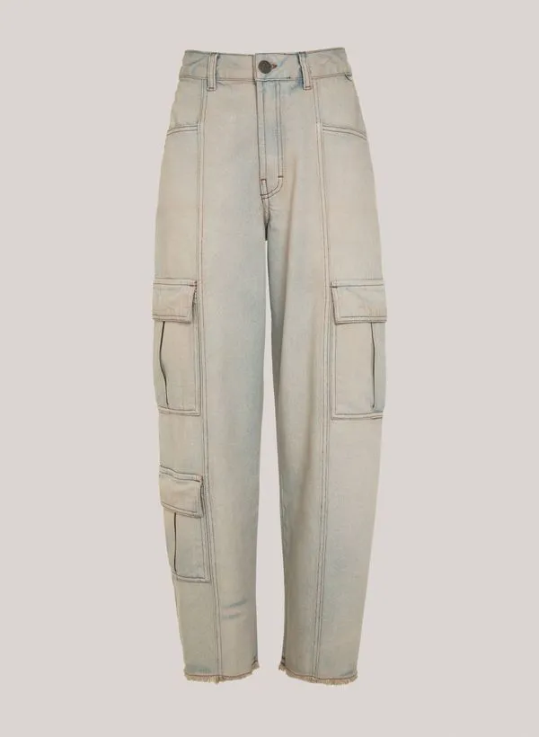 Calça Jeans Baggy Cargo Creta John John Feminina 46