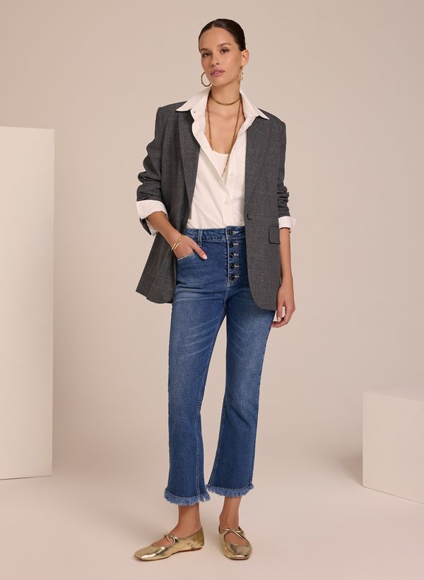 Calça Le Lis Desfiada Capri Jeans Feminina 42