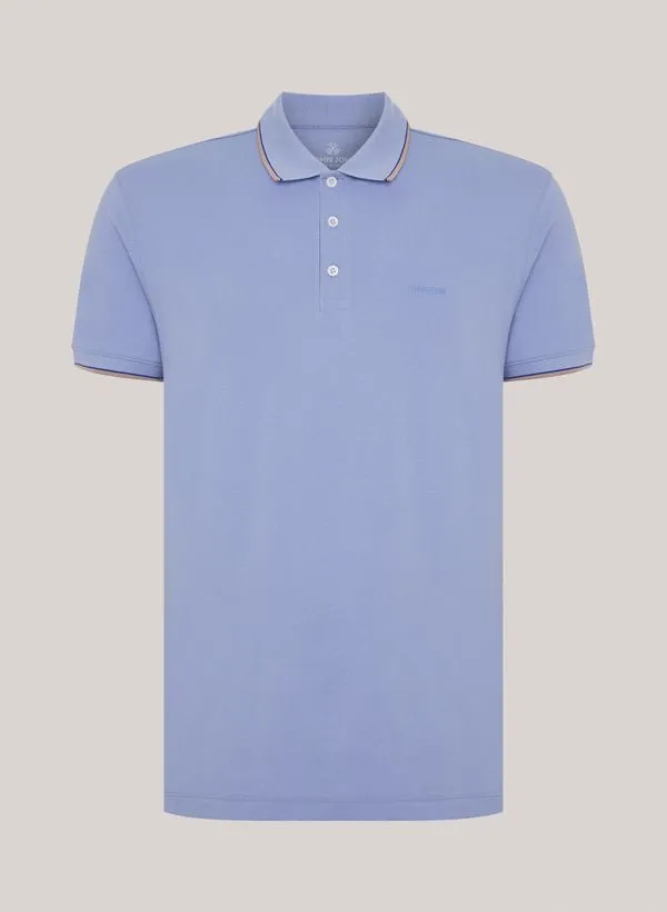 Polo Regular Fit Two Lines Azul John John Masculina G