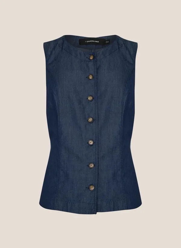 Colete Jeans Slim Fit Liocel Blend Mel Dudalina Feminina 46