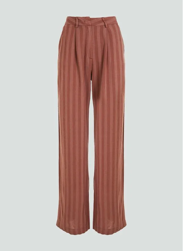 Calça Pantalona Com Pregas Dudalina Feminina 40