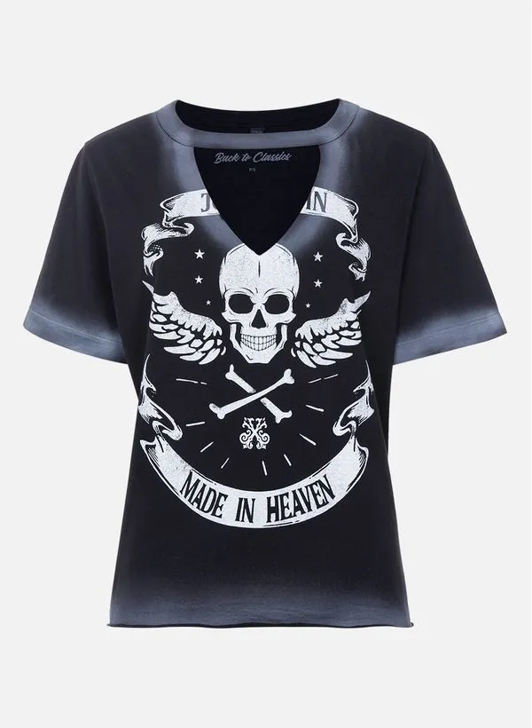 Camiseta Justa Skull Wings John John Feminina GG