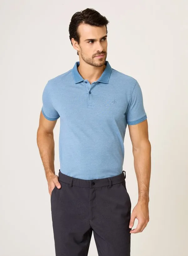 Polo Mouline Gola Textura Dudalina Masculina M