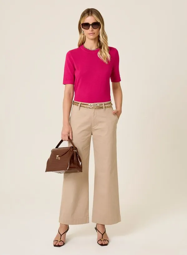 Calça Ada Sarja Chino Wide Leg Dudalina Feminina 38