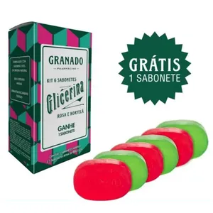 Kit Sabonete de Glicerina Granado Rosa e Hortelã 90g 6 Unidades