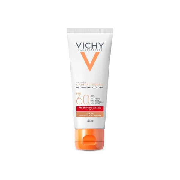 Protetor Solar Facial Vichy Capital Soleil UV Pigment Control FPS60 Antimanchas 3 em 1 Cor 3.0 40g