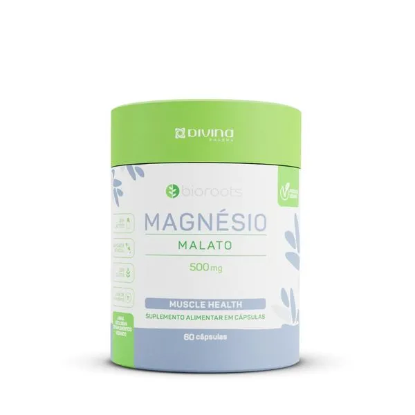 Magnésio Malato Vegan 500mg Bioroots 60 cápsulas