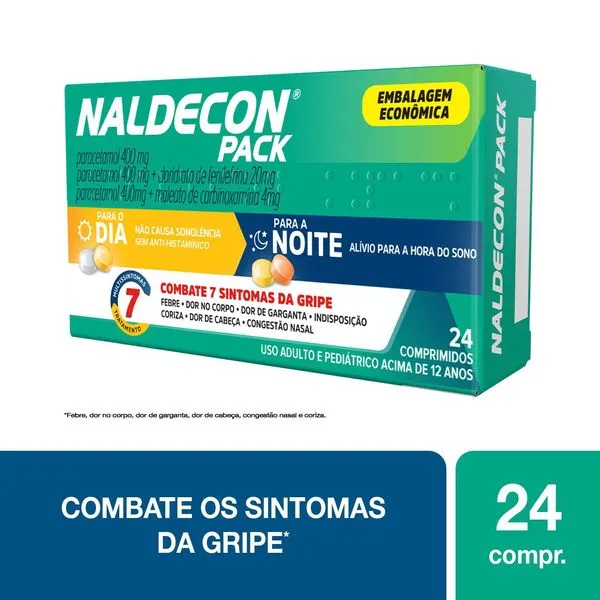 Naldecon Pack Dia e Noite 400mg + 20mg + 4mg 24 Comprimidos