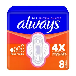 Absorvente Always Dia Ultra Suave Fluxo Médio 8 Unidades