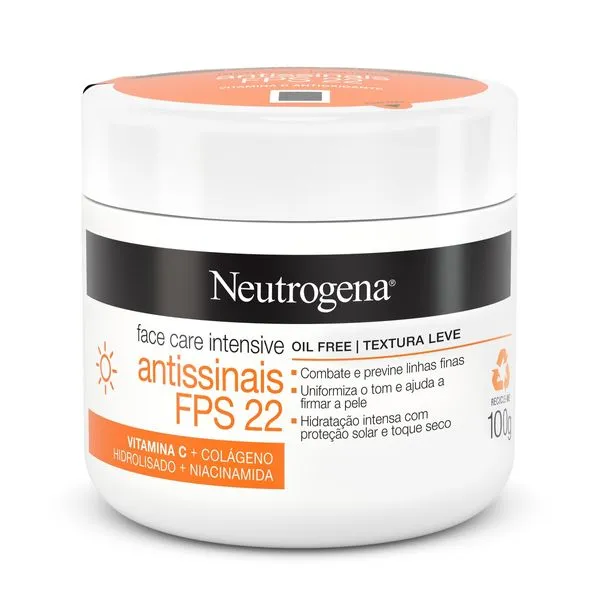 Creme Facial Neutrogena Face Care Intensive Antissinais FPS 22 100g