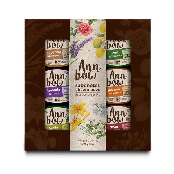 Kit Sabonete em Barra Glicerinados Ann Bow Seleção Especial Mix de Fragrâncias 90g 6 Unidade