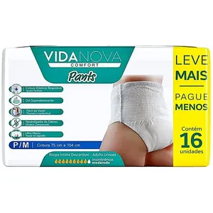 Roupa Íntima Descartável Comfort Pants Vida Nova - P/M - Com 16 unidades