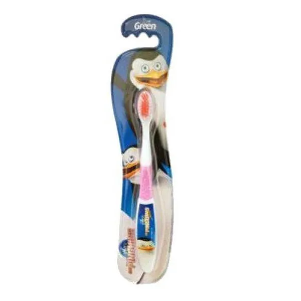 Escova De Dentes Green Infantil Pinguins Macia - Green