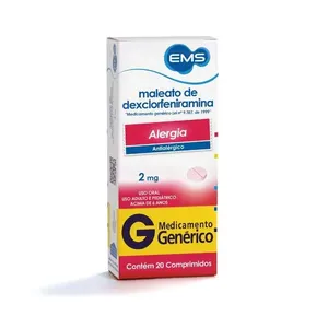 Dexclorfeniramina Ems 2mg Com 20 Comprimidos