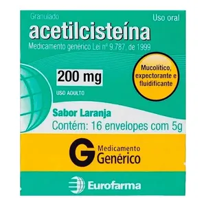 Expectorante Acetilcisteína 200mg Genérico Eurofarma 16 Sachês