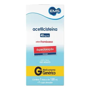 Xarope Expectorante Acetilcisteína 40mg/ml Genérico EMS Sabor Framboesa 120ml